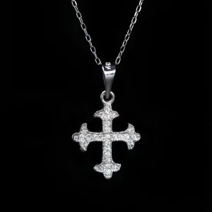 14K White Gold 0.21 CTW Diamond Cross Pendant