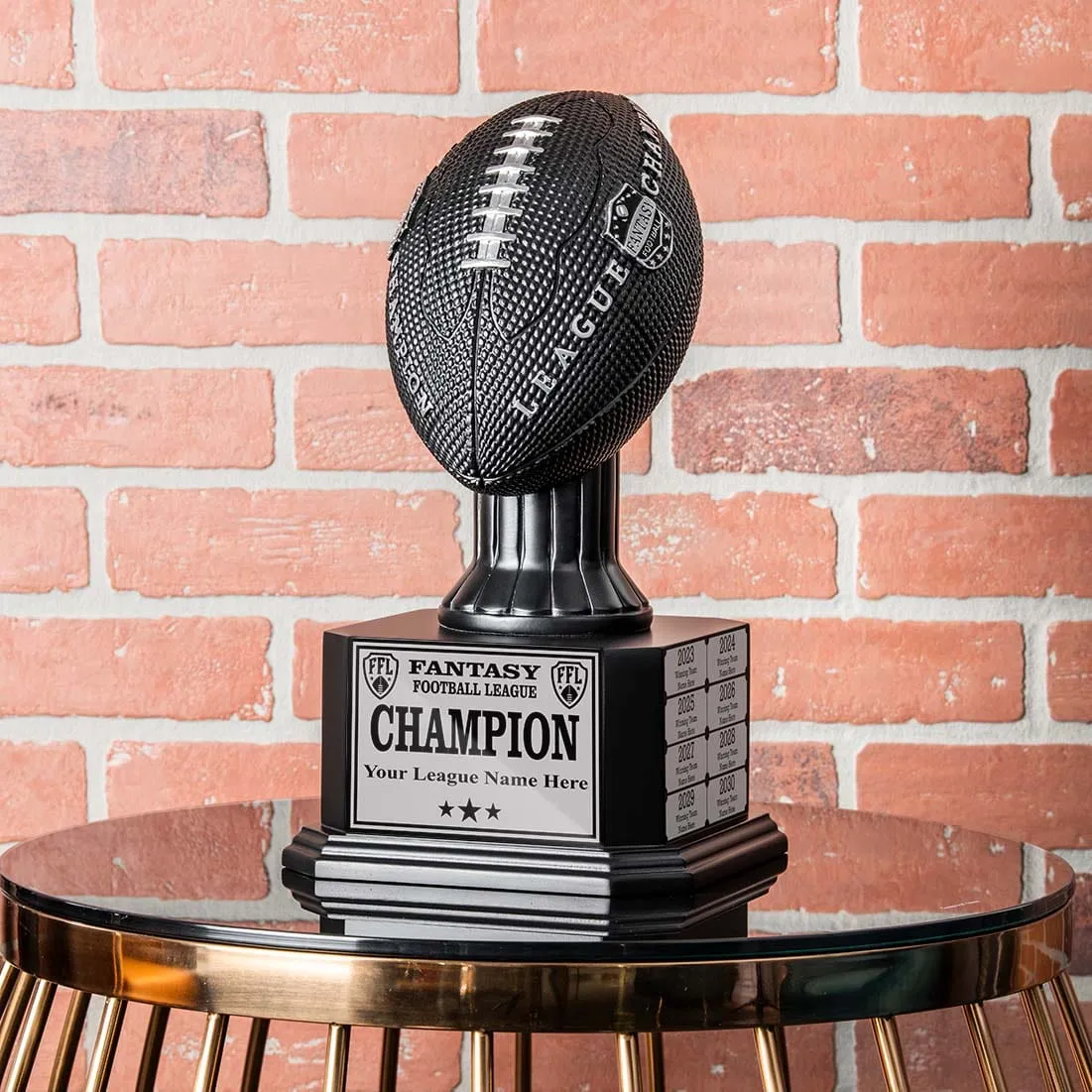 15" Perpetual Fantasy Football Trophy - Black Football