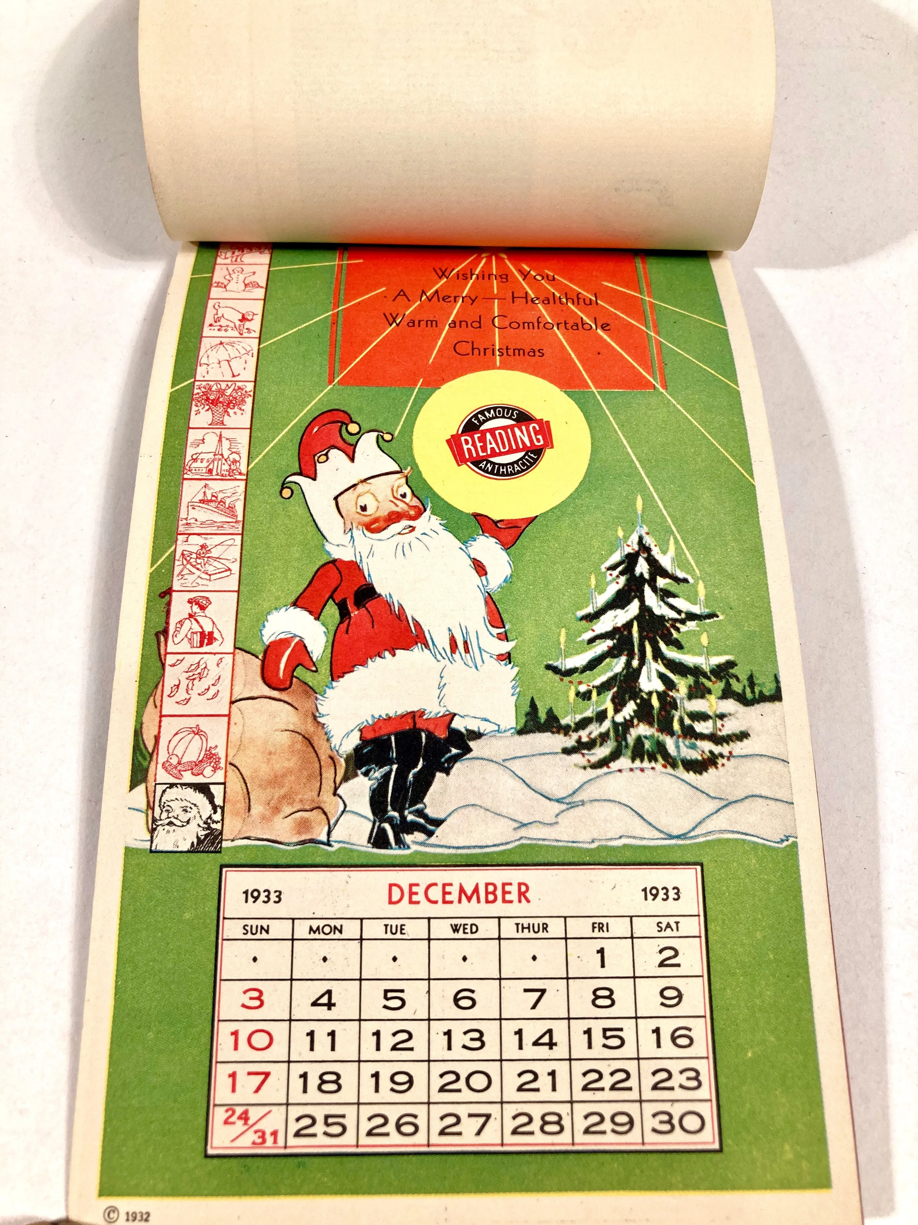 1933 Vintage READING ANTHRACITE, Coal, Promotional Calendar, Jester Design