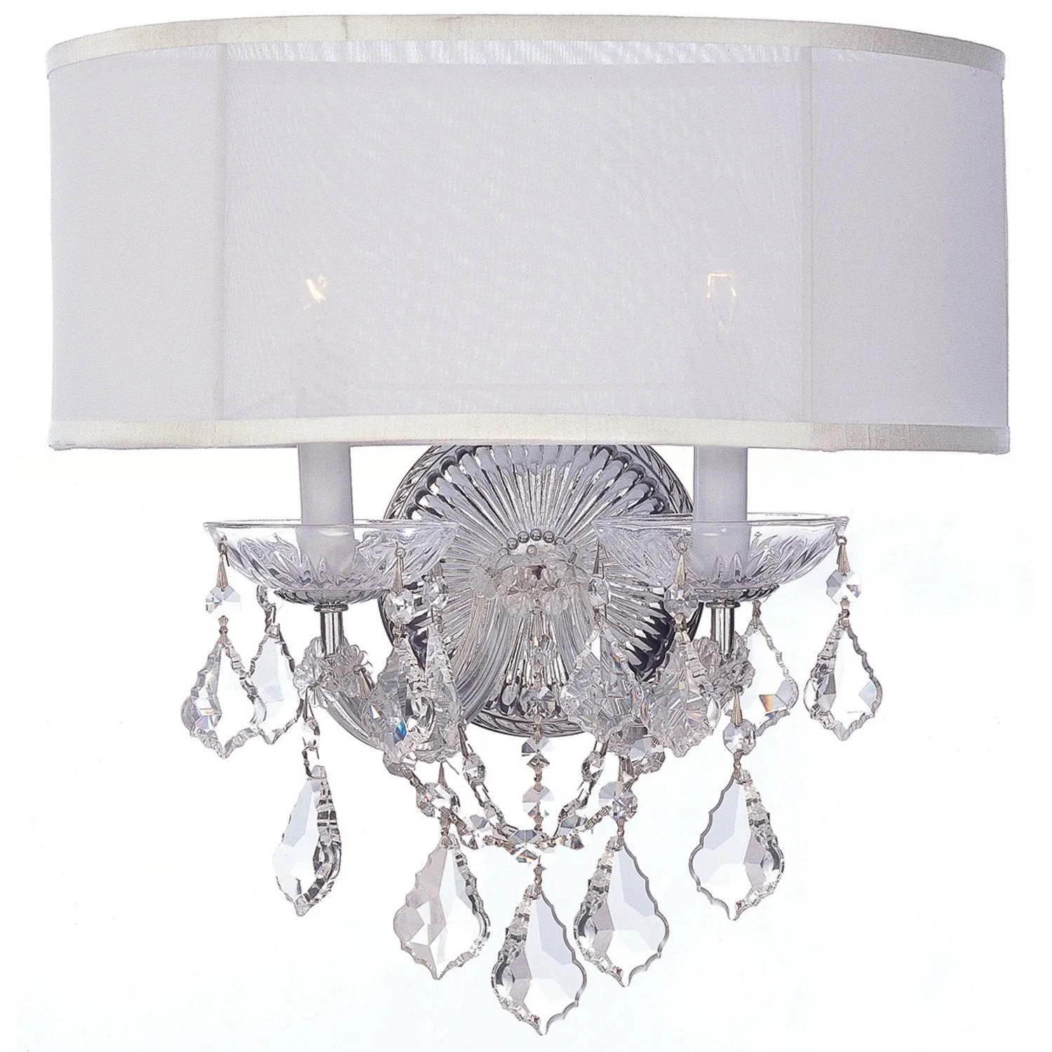 2 Light Polished Chrome Traditional Sconce Draped In Clear Swarovski Strass Crystal - C193-4482-CH-SMW-CL-S