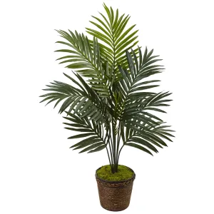 4' Artificial Kentia Palm Tree in Coiled Rope Planter - Low Maintenance, Life-Like & Vibrant Silk Trees For Busy People.