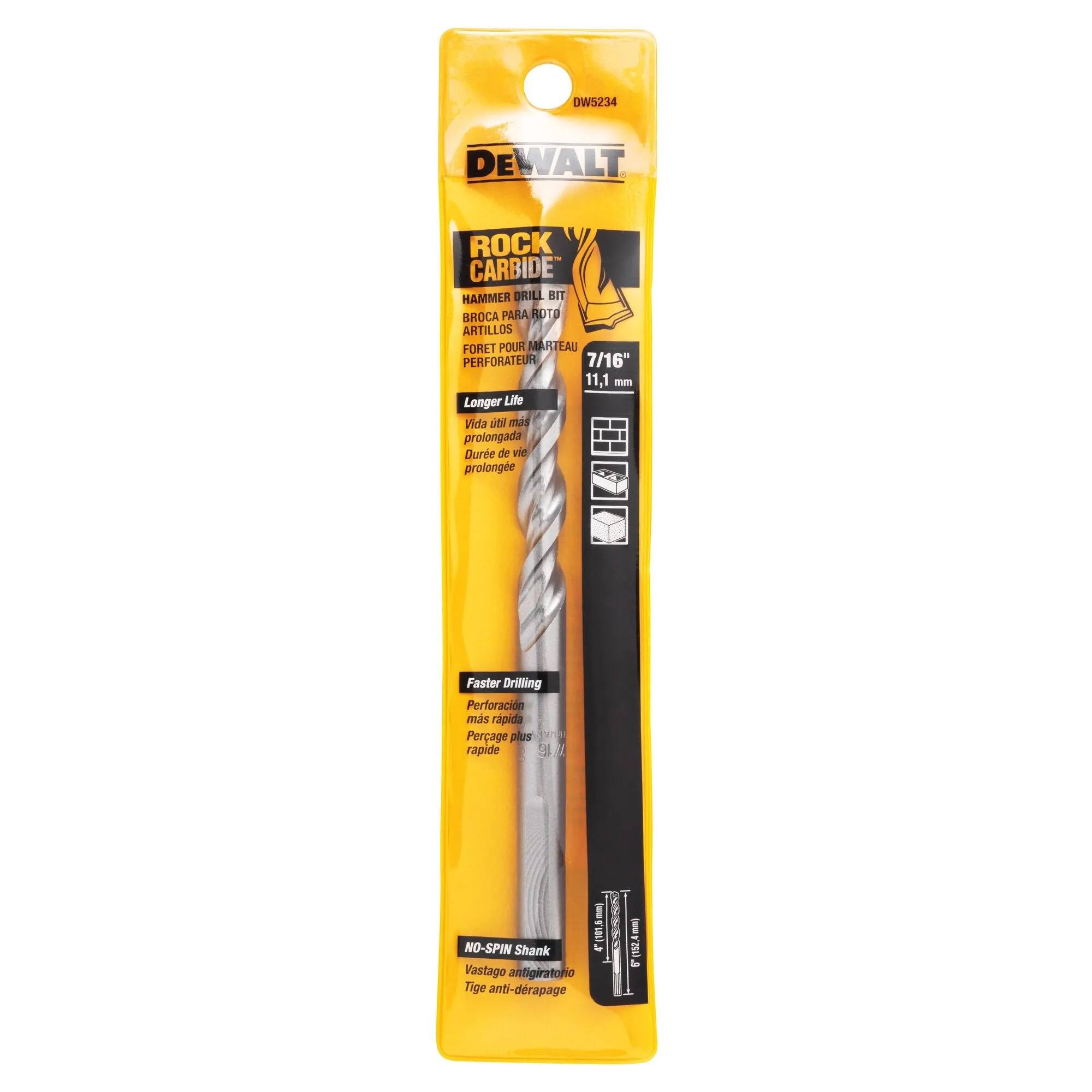 7/16"x6" Hammer Drill Bit