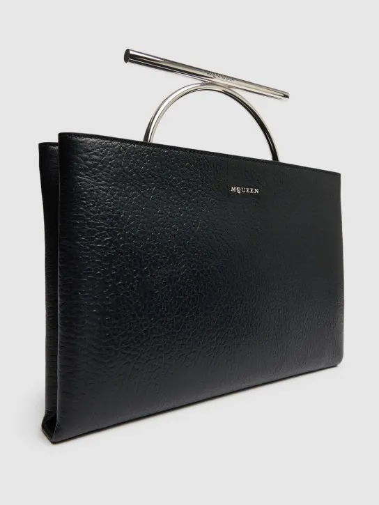 Alexander McQueen   Cross Bar grainy leather clutch 