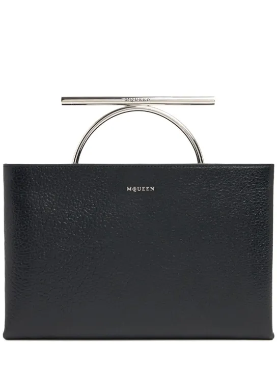 Alexander McQueen   Cross Bar grainy leather clutch 