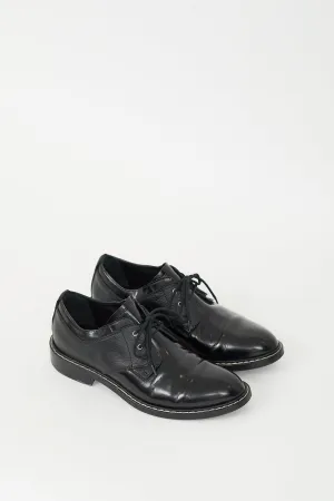 Black Leather Contrast Stitch Derby