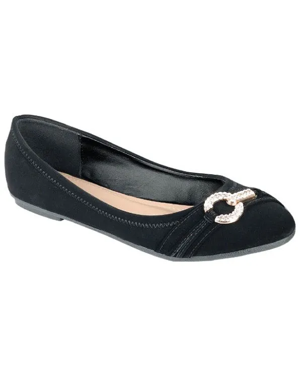 Black Side Buckle Flats