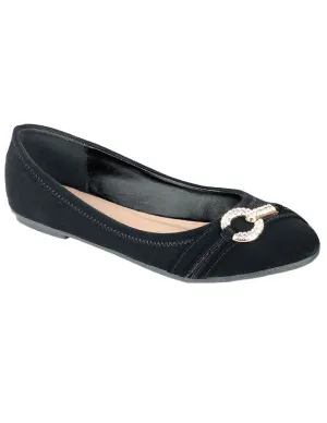Black Side Buckle Flats