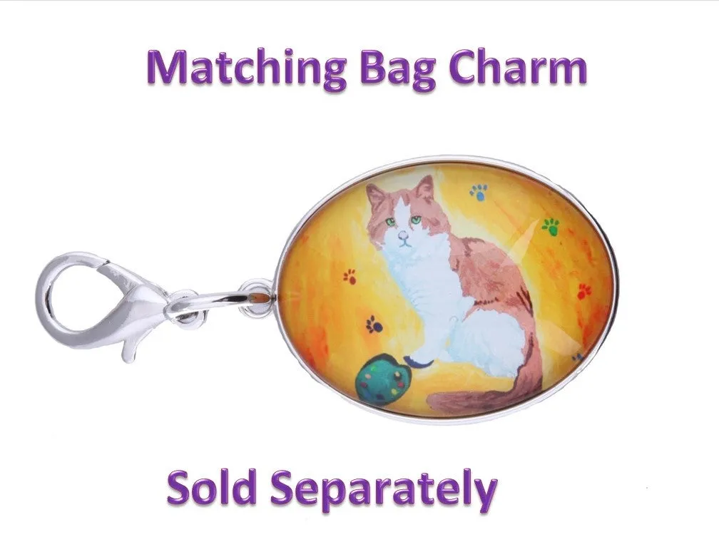 Cat Large Cross Body Bag - Paw in the Paint