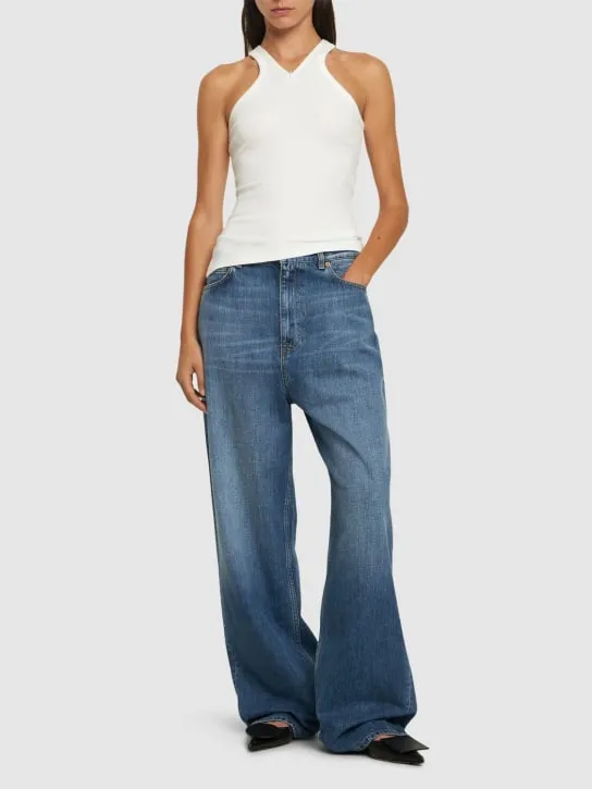 Courreges   Criss cross 90s rib cotton tank top 