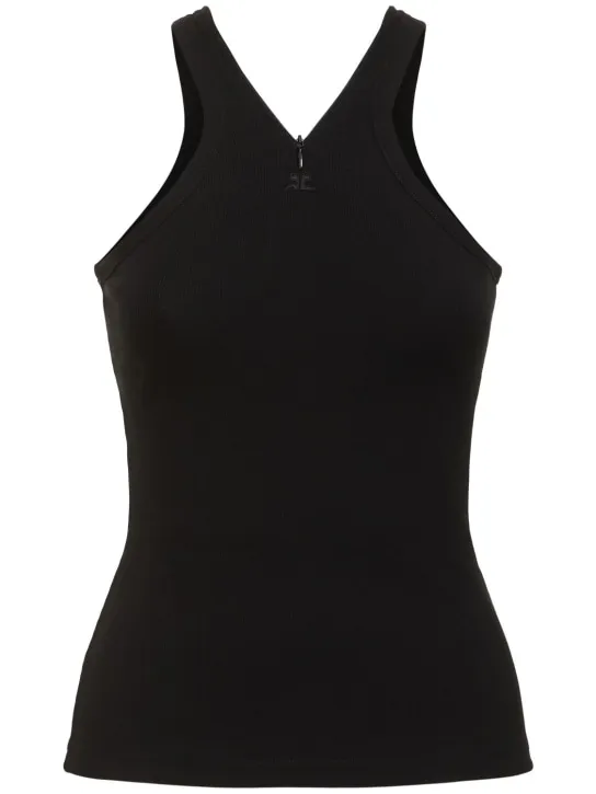 Courreges   Criss cross 90s rib cotton tank top 