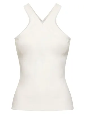 Courreges   Criss cross 90s rib cotton tank top 