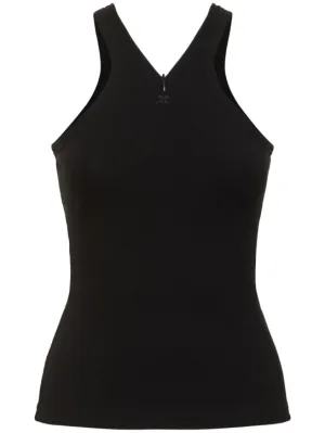 Courreges   Criss cross 90s rib cotton tank top 