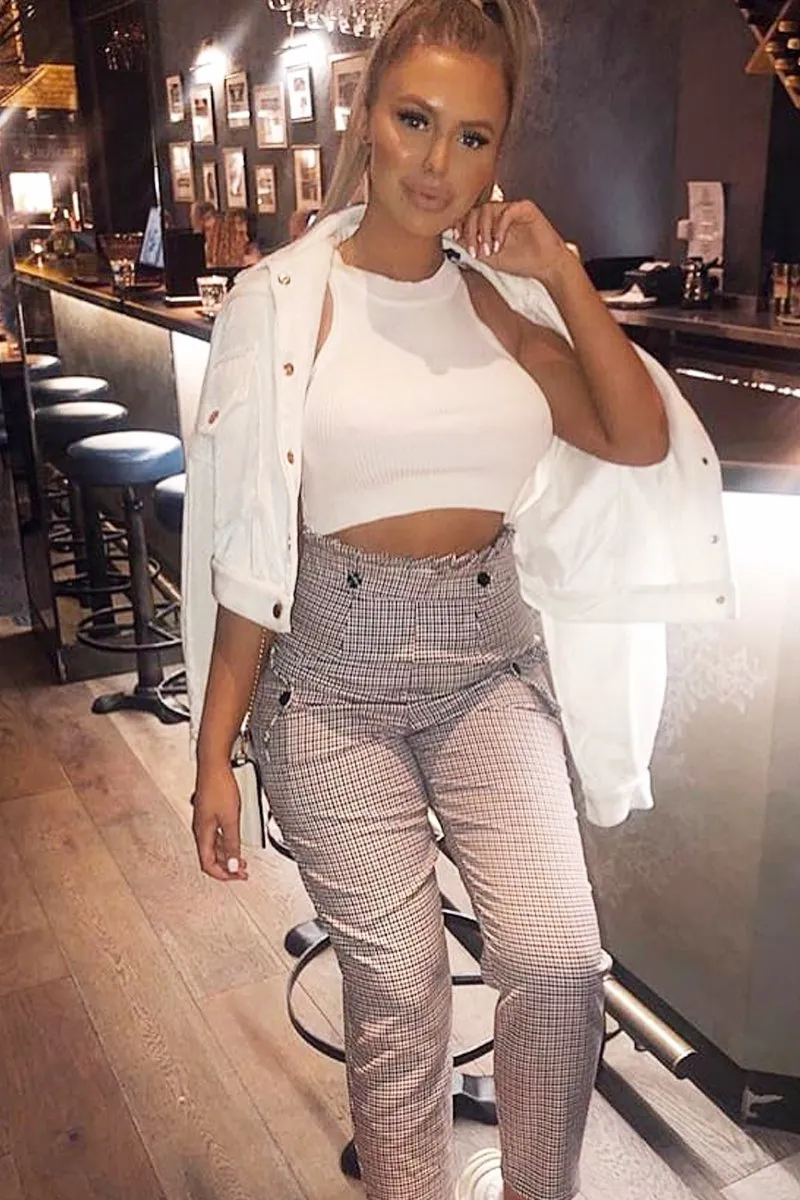 Cream Thick Rib Halter Neck Crop Top - Aariella