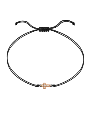 Cross Diamond String Of Love - 14K Rose Gold