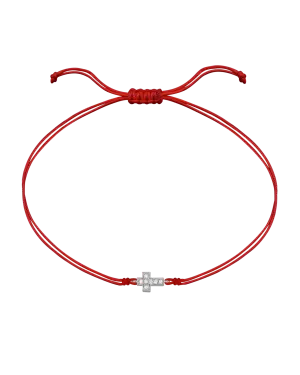 Cross Diamond String Of Love - 14K White Gold