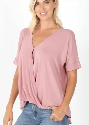 Cross Me Top- Rose
