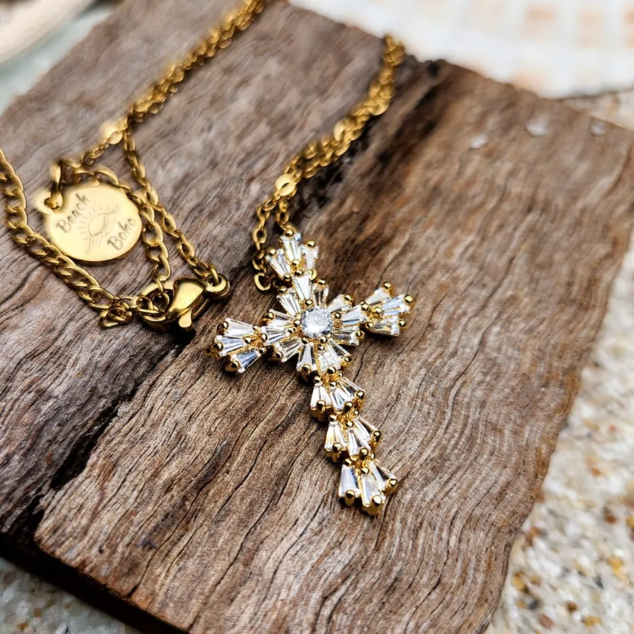 CROSS OF GOLD  - WATERPROOF 18K GOLD CROSS NECKLACE
