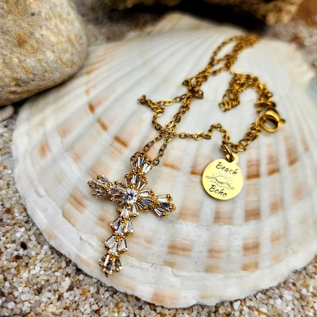 CROSS OF GOLD  - WATERPROOF 18K GOLD CROSS NECKLACE