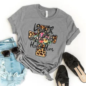 Death Could Not Hold Him Leopard Cross Floral Tee