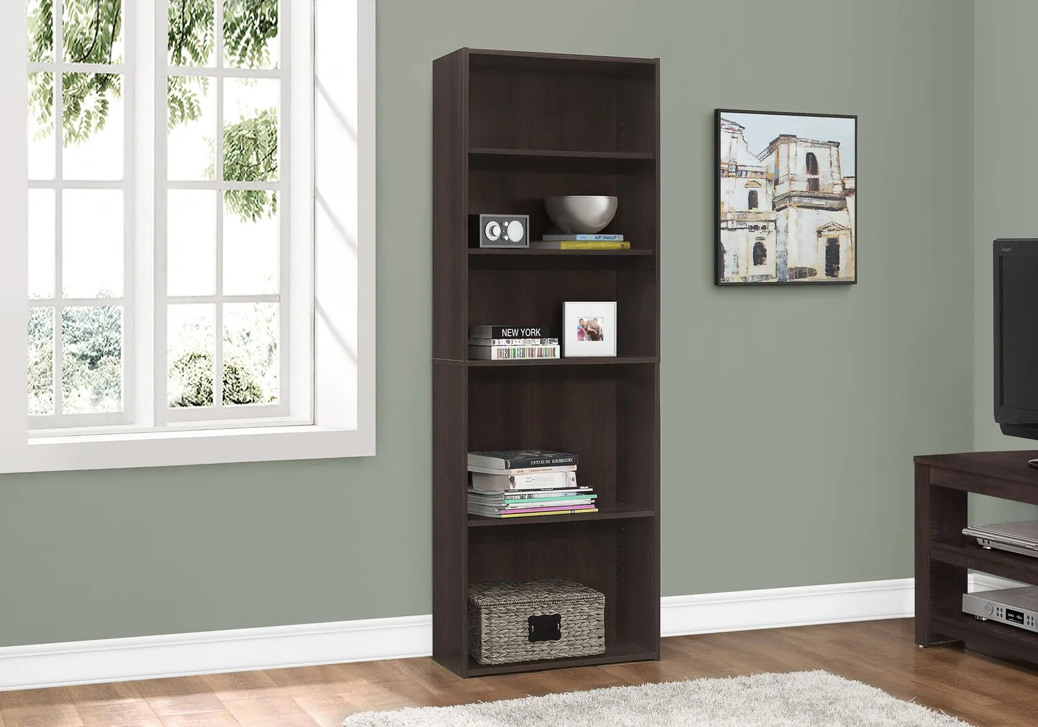 Derby 5-Shelf Bookcase - Espresso