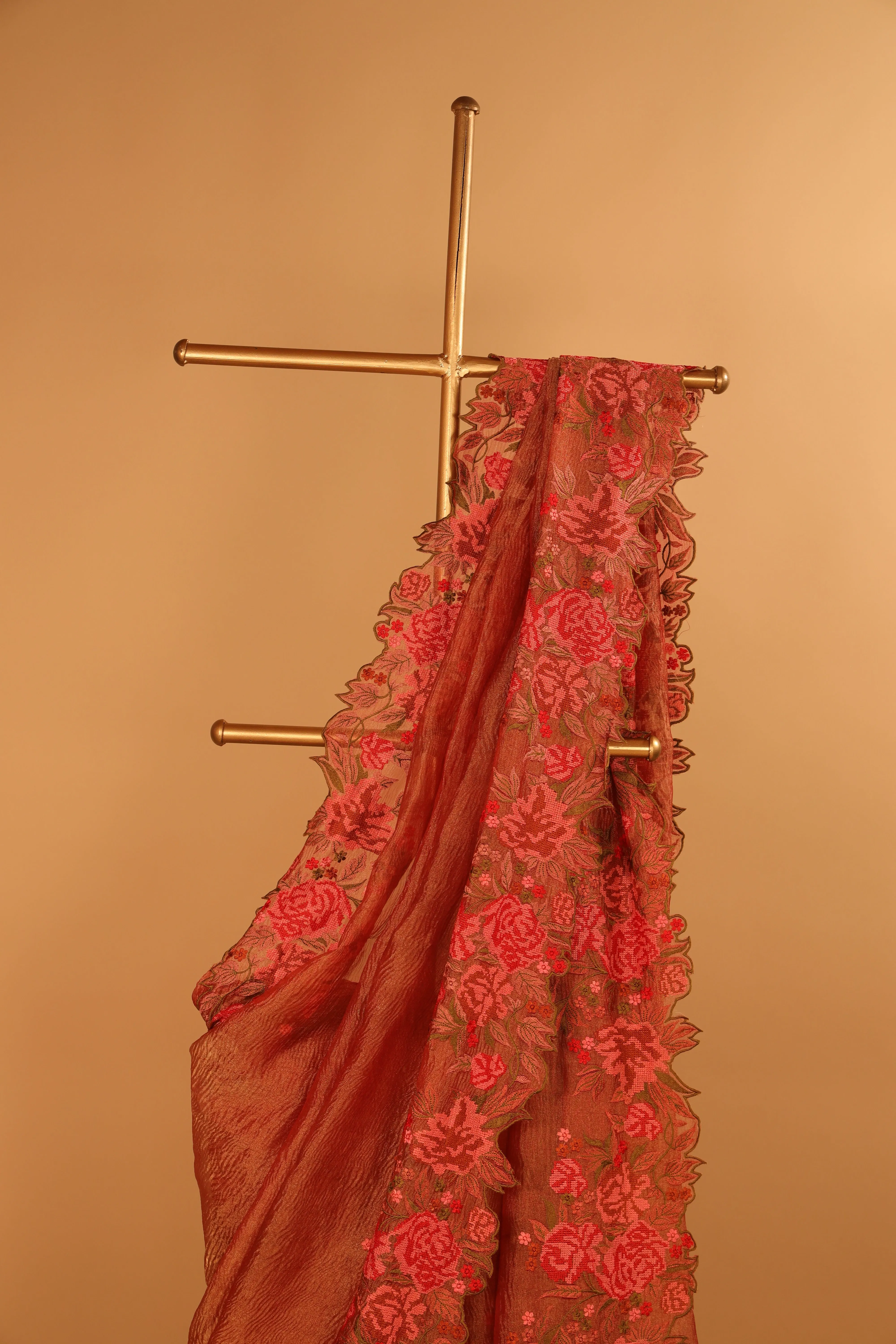 Designer Thread Embroidered Tissue Saree