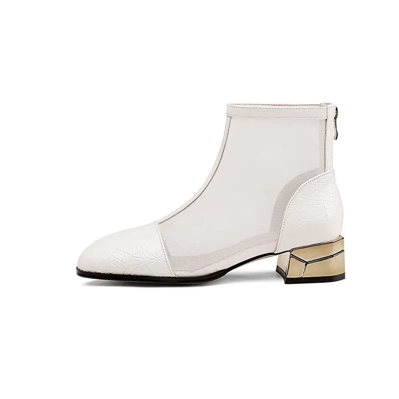 Embossed Elegance High Heeled Booties