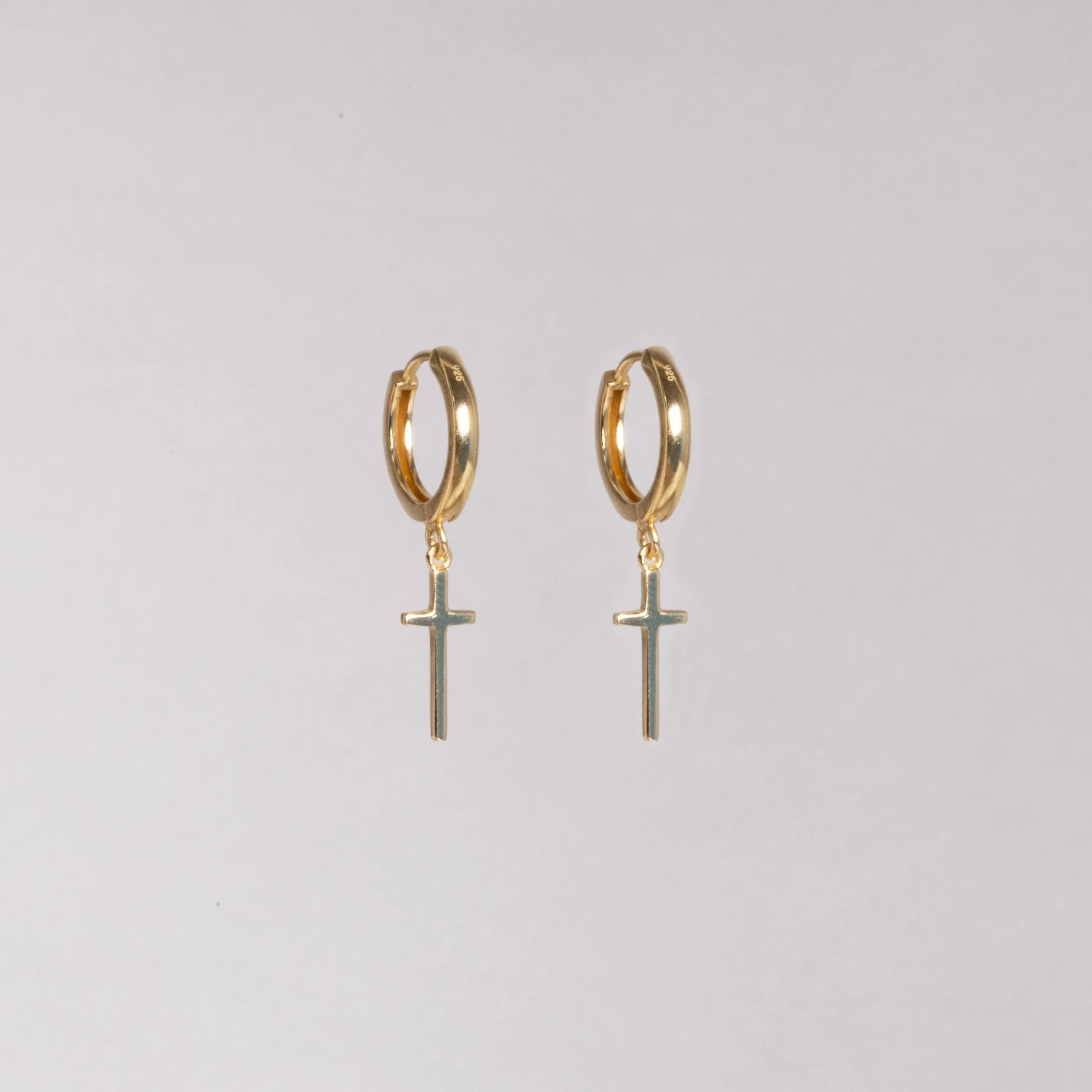 Gold Cross Hoop Earrings