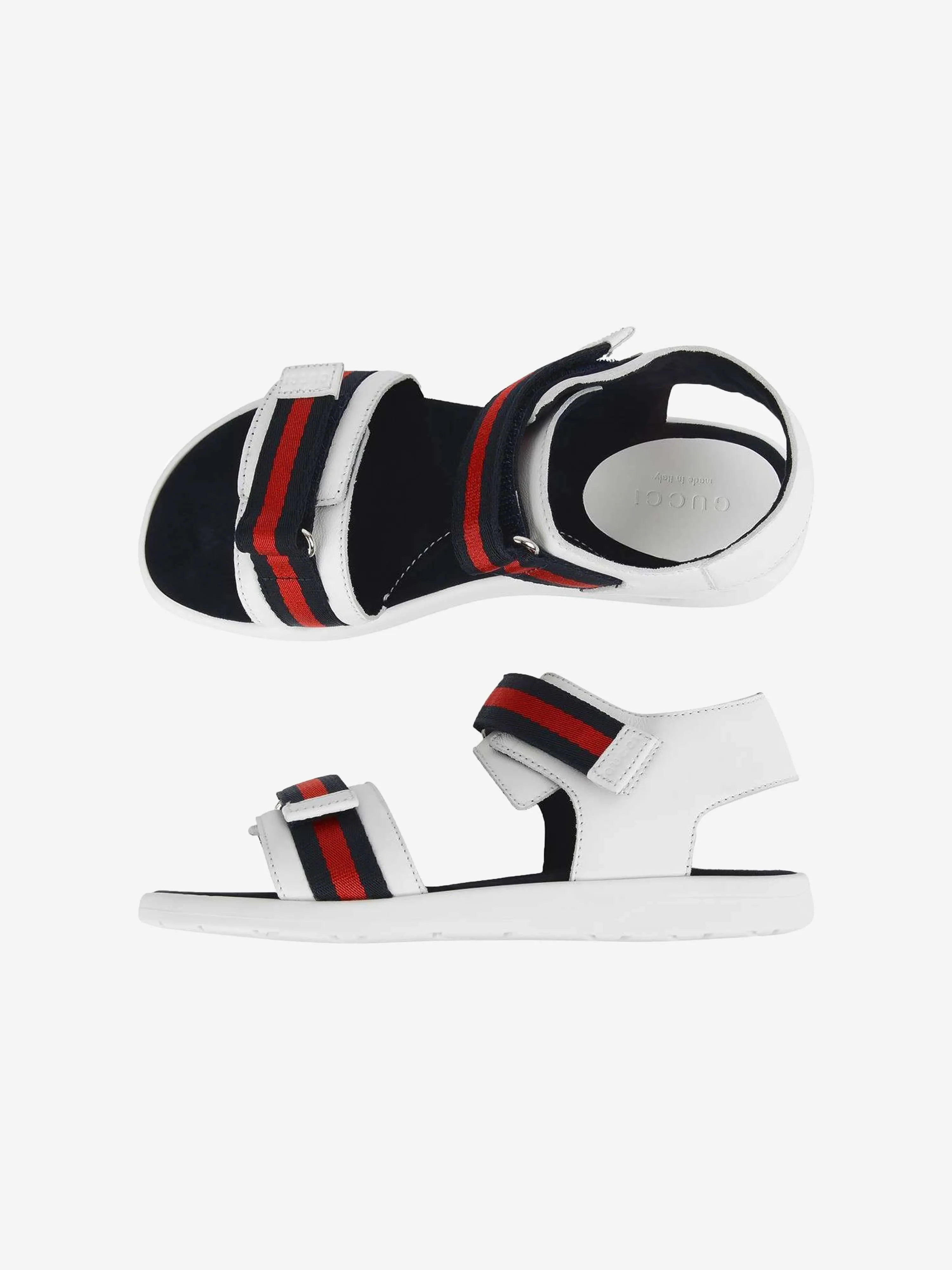 Gucci Unisex Leather Sandals With Web