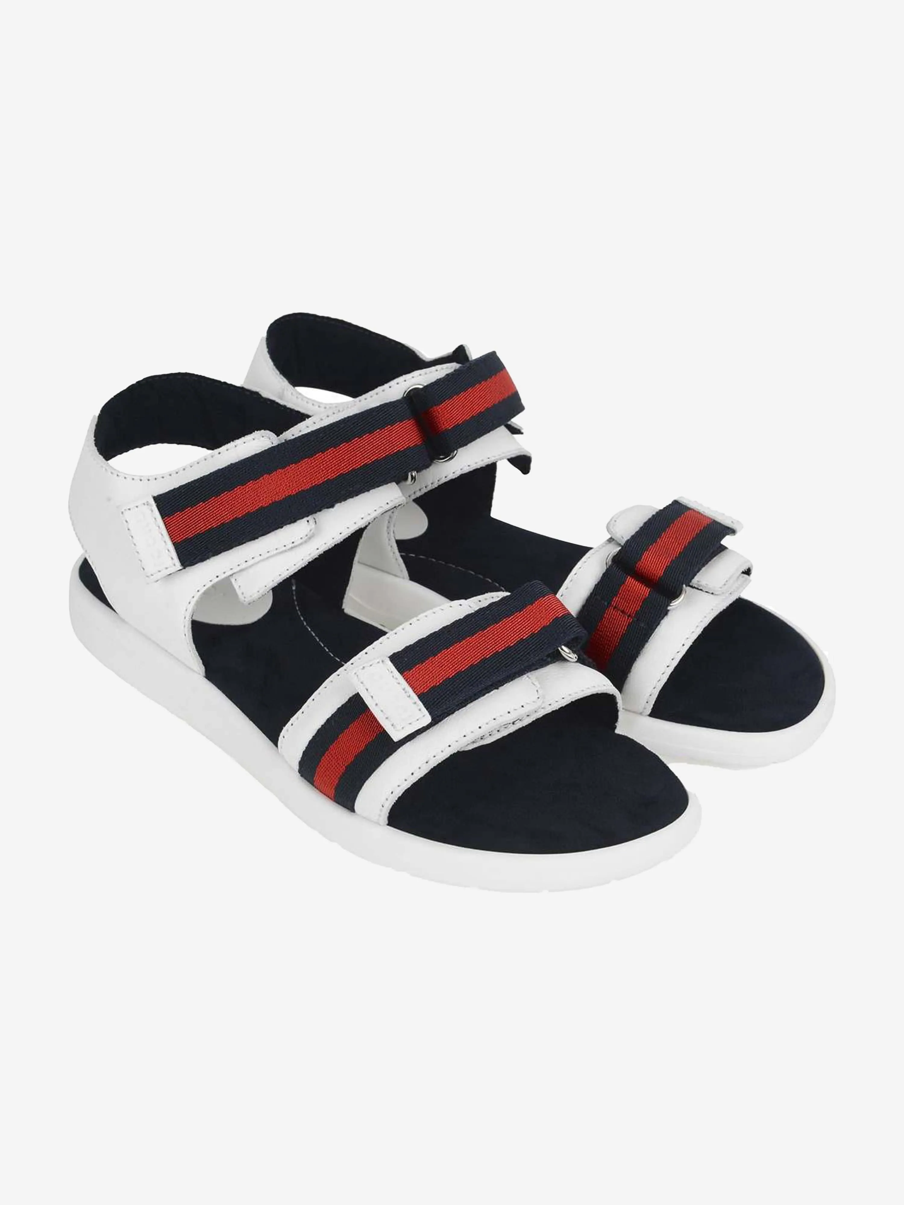 Gucci Unisex Leather Sandals With Web