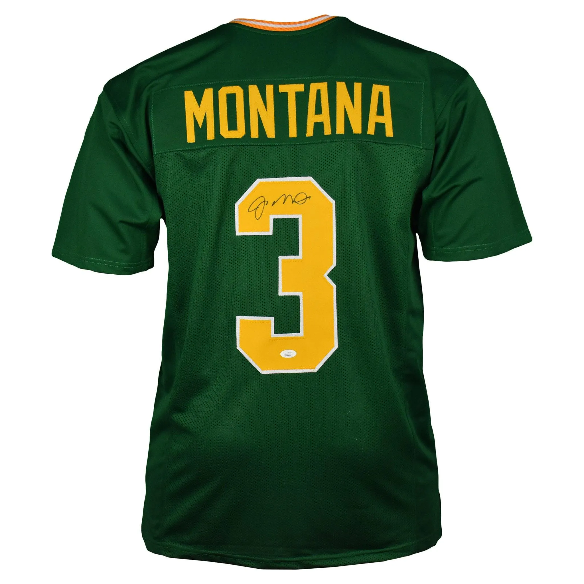 Joe Montana Autographed Notre Dame College Football Jersey Green (JSA)