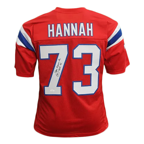 John Hannah Autographed Pro Style Football Jersey Red (JSA) w/ Inscription