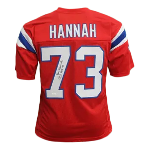John Hannah Autographed Pro Style Football Jersey Red (JSA) w/ Inscription
