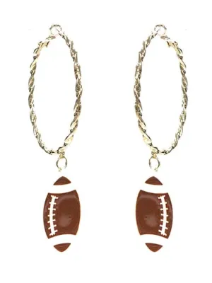KE8727 Large Dangle Football Hoop Earrings