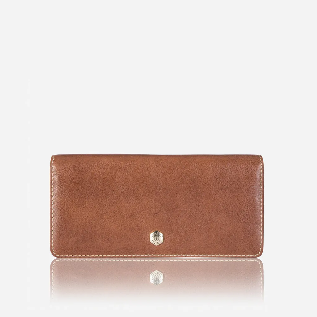 Large Multi-Compartment Leather Purse, Tan