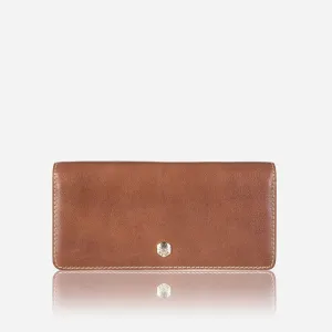 Large Multi-Compartment Leather Purse, Tan