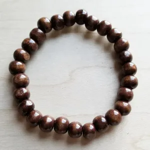 Large Wood Beaded Stretch Bracelet