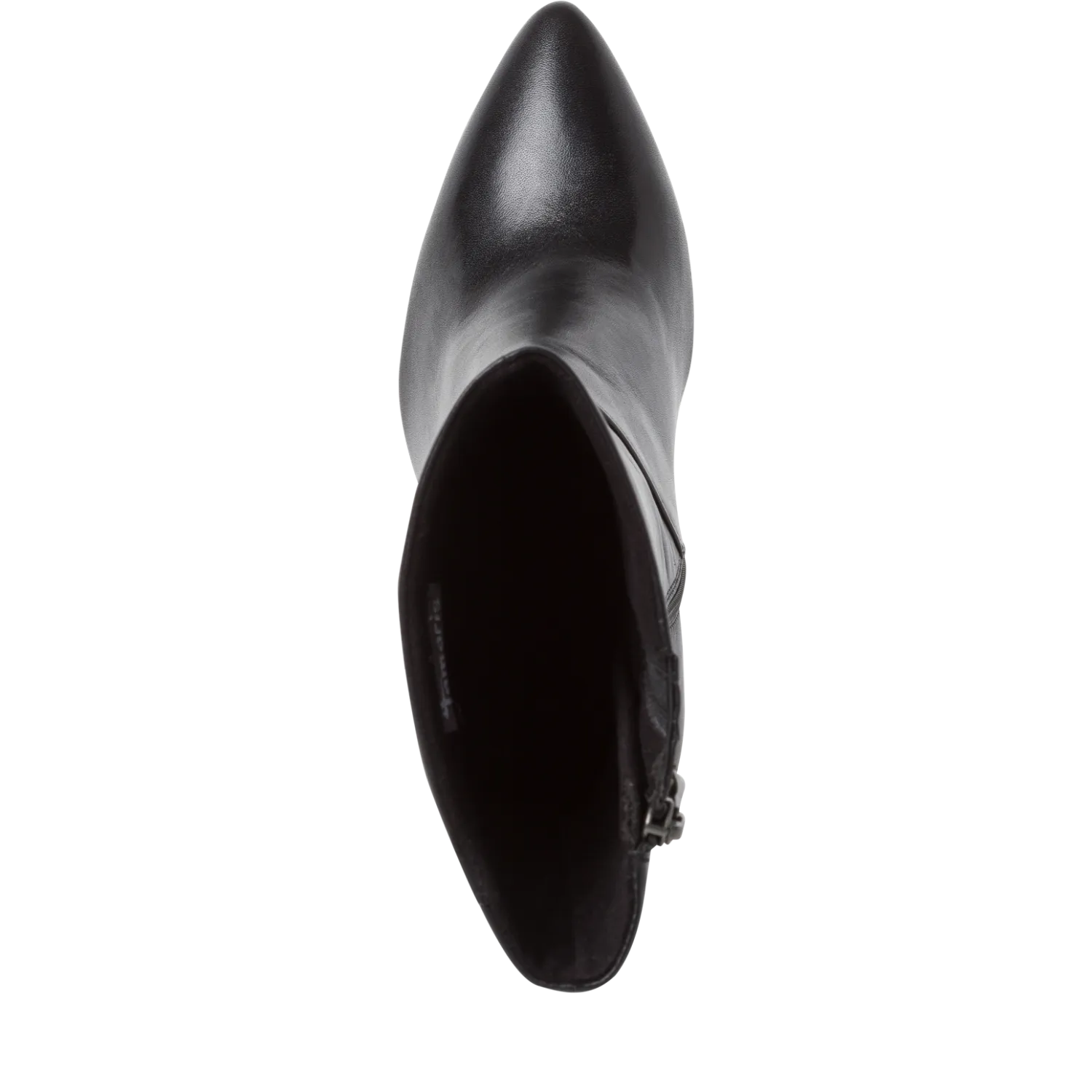 Leather Heeled Calf Length Boots - Black