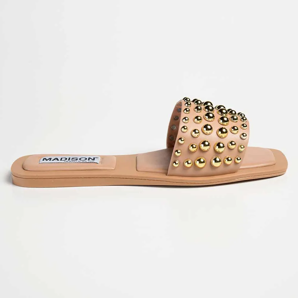 Madison Janine Studded Push In Mule - Nude