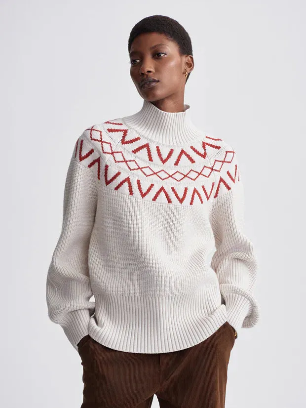 Marcie Fairisle Yoke Knit Silver Birch