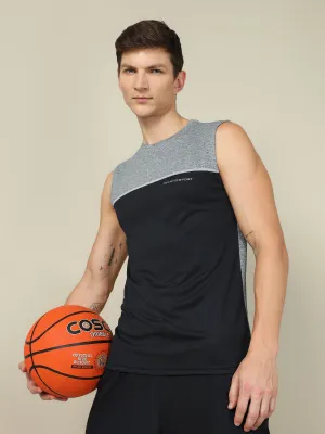 Men Colorblock Slim Fit Crew Neck Innerwear Vest with TECHNO COOL 