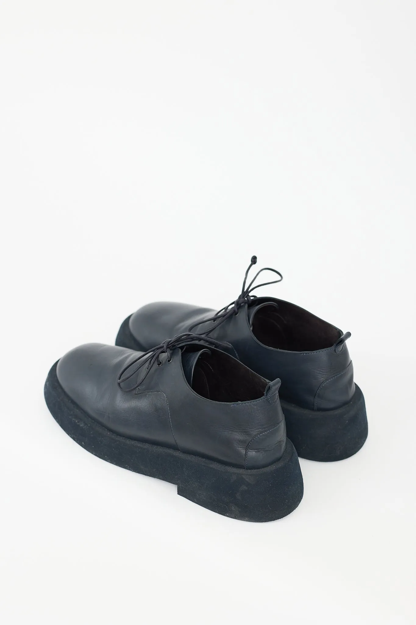 Navy  Gommellone Leather Platform Derby