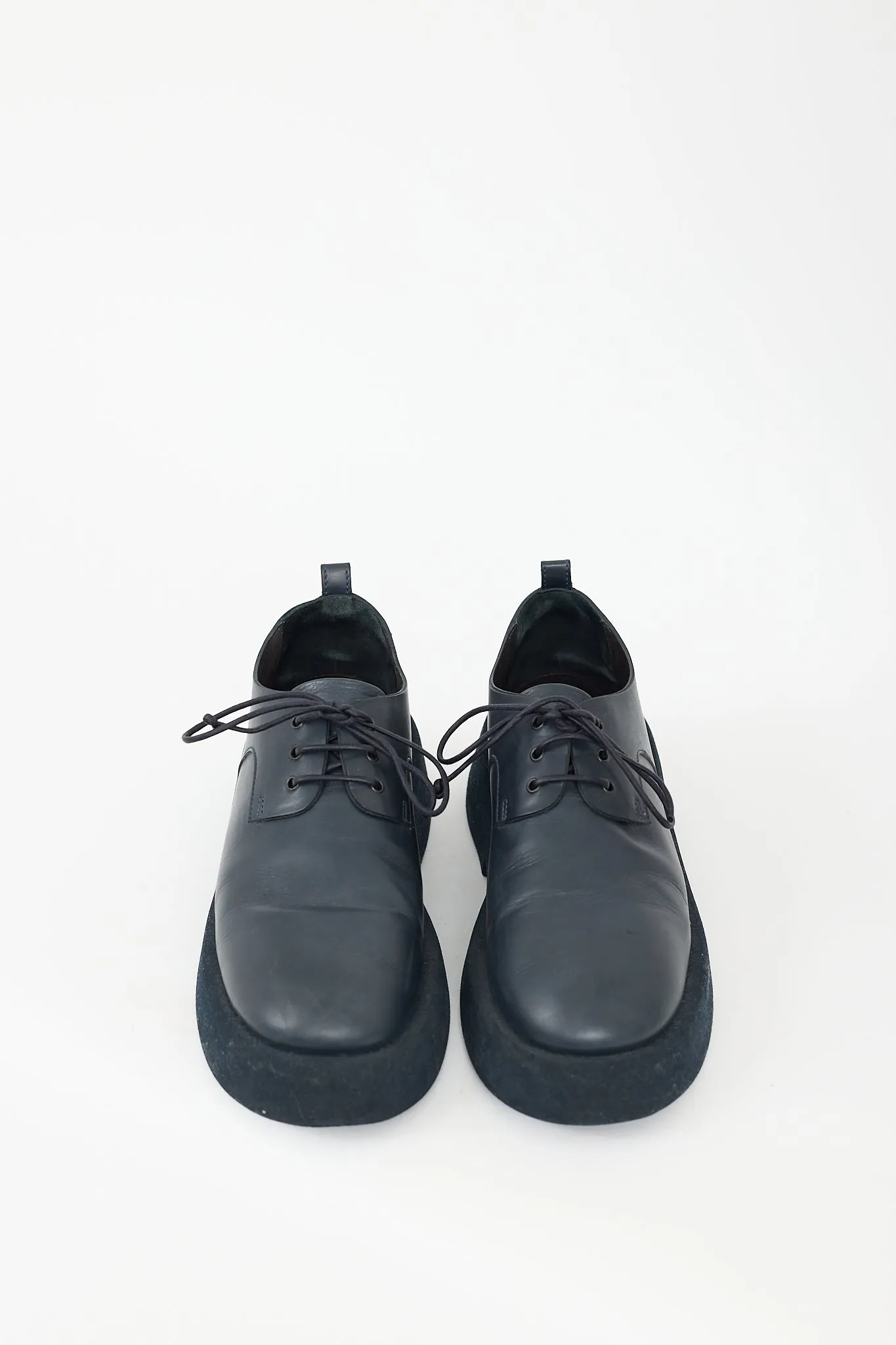 Navy  Gommellone Leather Platform Derby