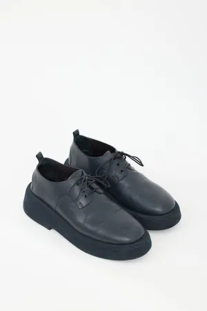 Navy  Gommellone Leather Platform Derby