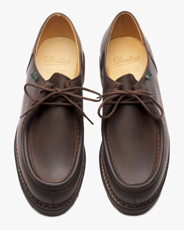Paraboot Michael Piped Seam Derby Shoe - Nubuck Gringo / Marche Marron