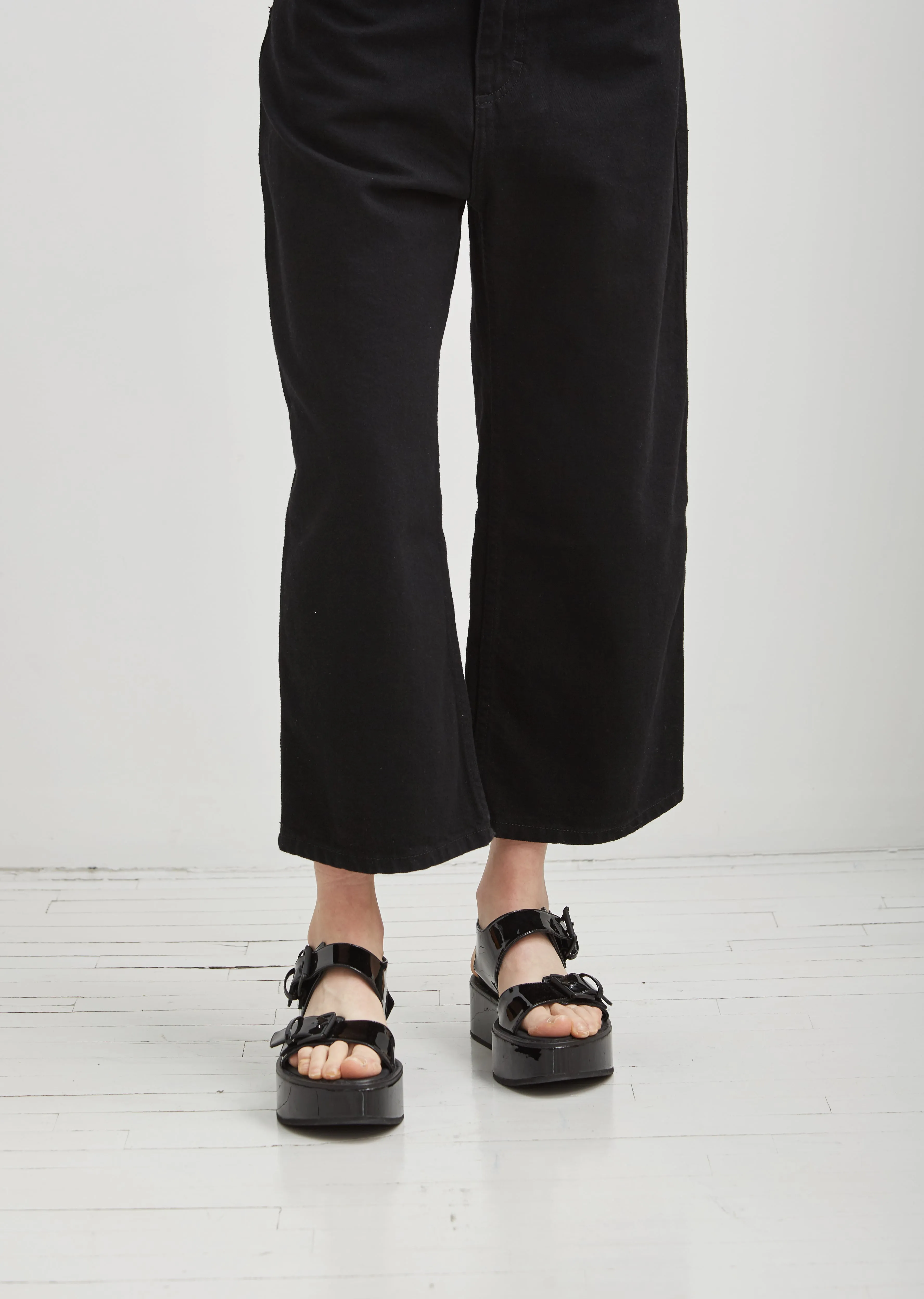 Patent Vernice Platform Sandals