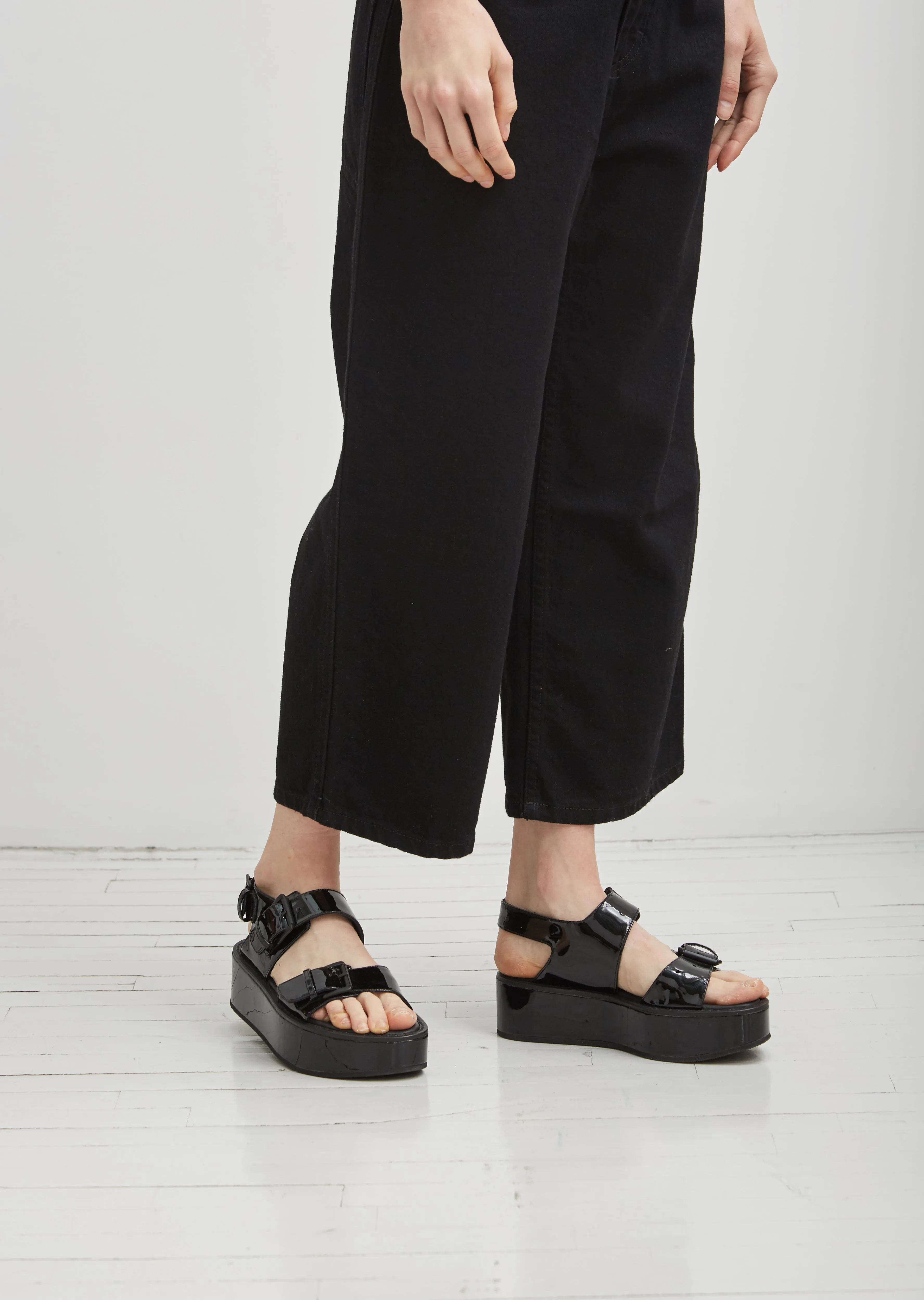 Patent Vernice Platform Sandals