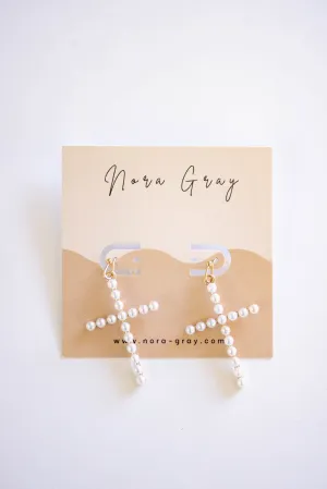 Pearled Cross Earrings