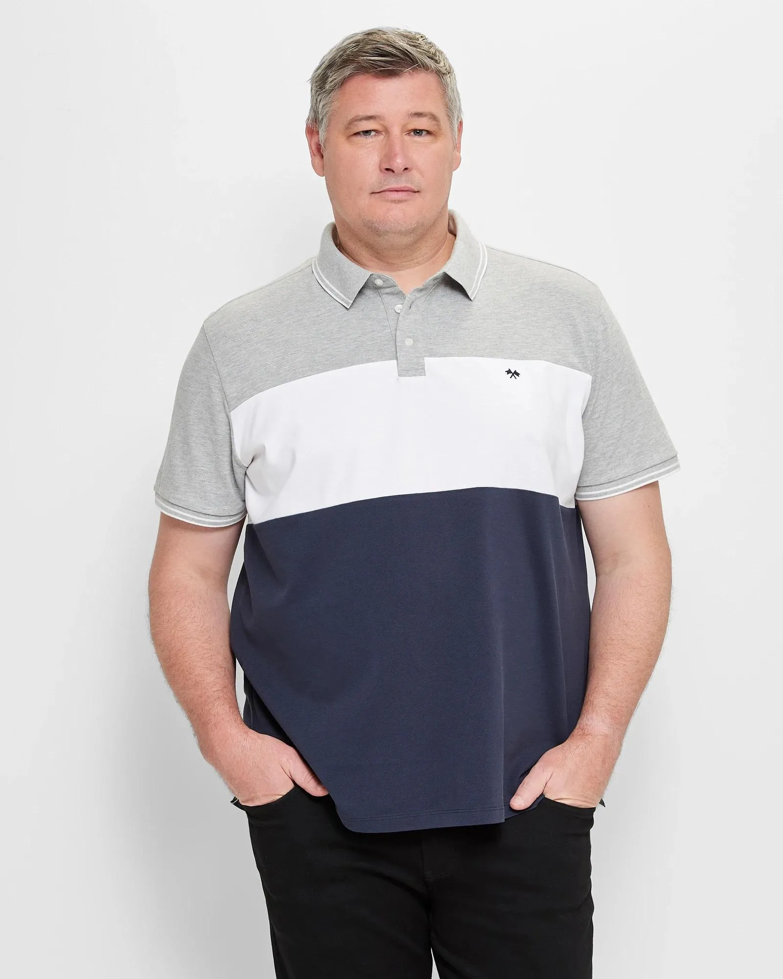 popular  Plus Size Australian Cotton Blend Panelled Polo Top