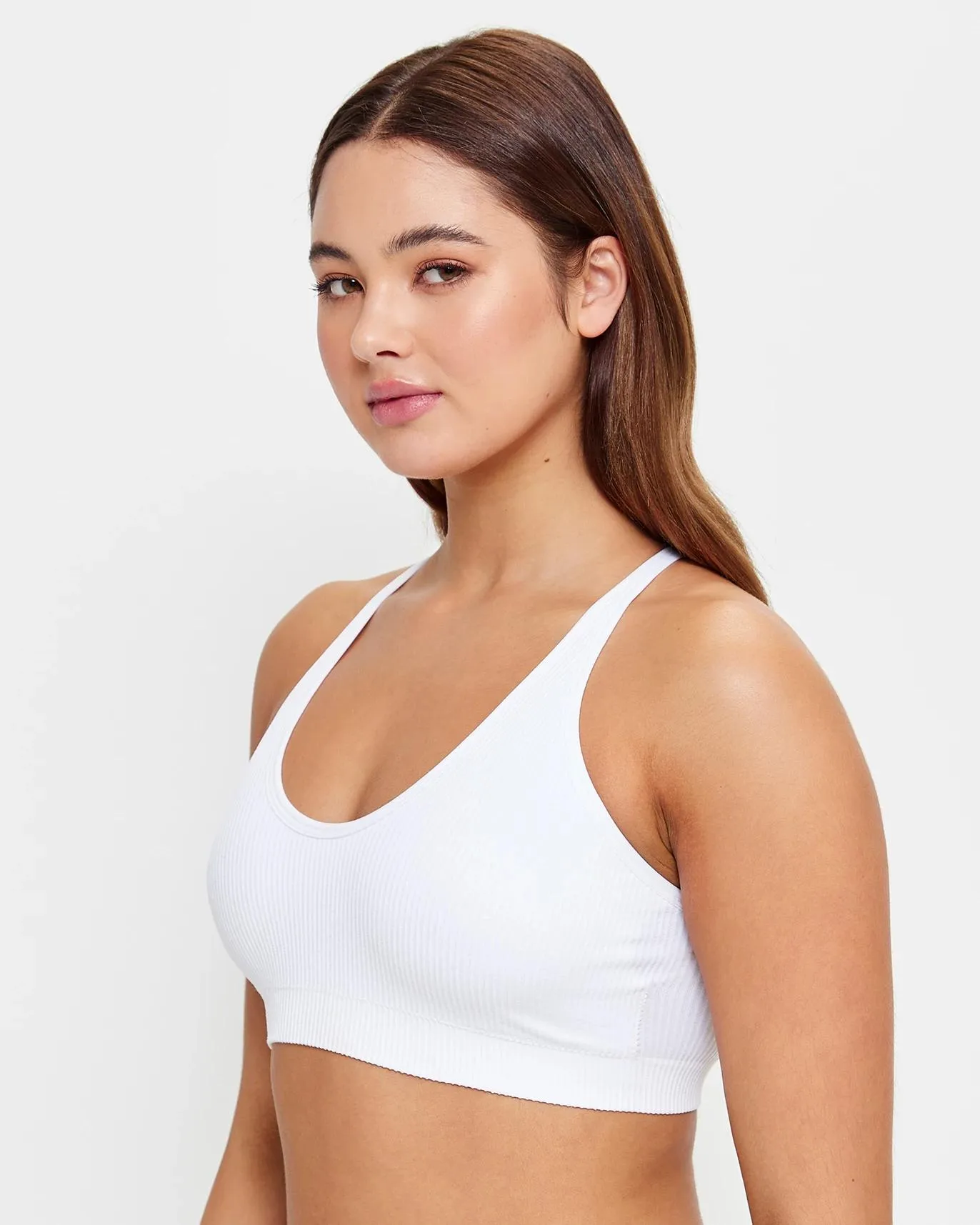 popular  Ribbed Strappy Back Crop Top - Lily Loves - White