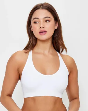popular  Ribbed Strappy Back Crop Top - Lily Loves - White
